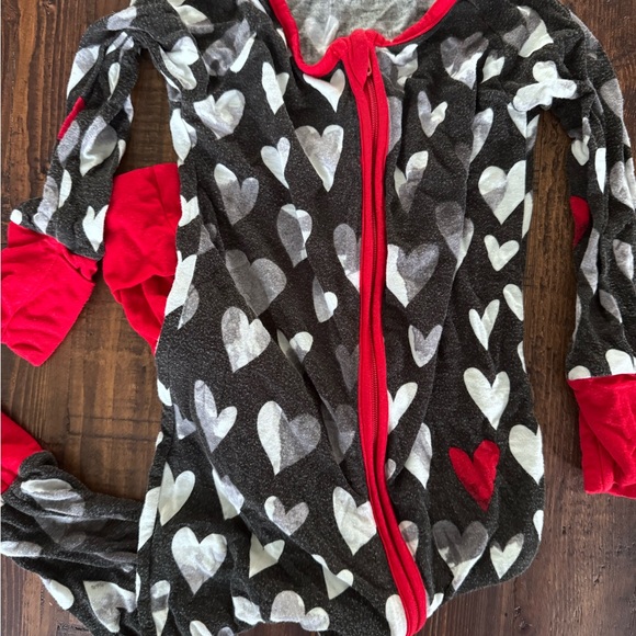 Little Sleepies Other - Heart Patterned Onesie with Red Accents